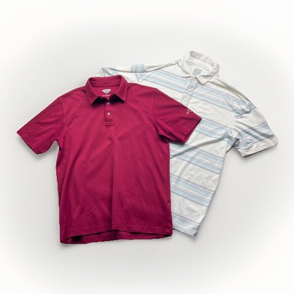 Lot x2 Callaway Golf Polo Shirts Men Sz L Blue Opti Dri / Red Performance - Picture 1 of 16